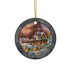 Winter Scene Ceramic Disc Ornament      Item #2096148