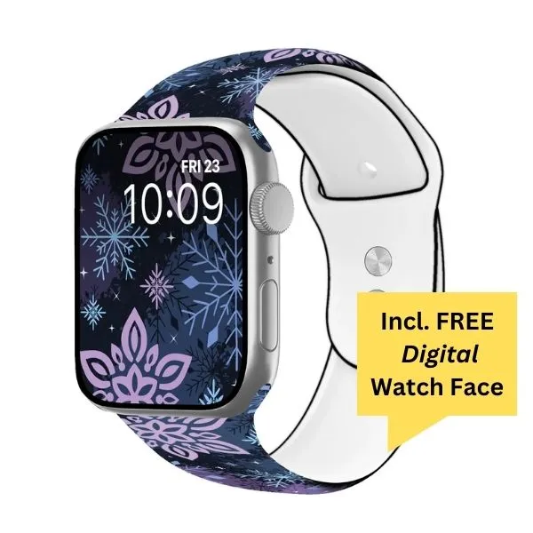Winter Whimsy Print | Silicone Watch Band for Apple Watch ®   Watch Face Incl.