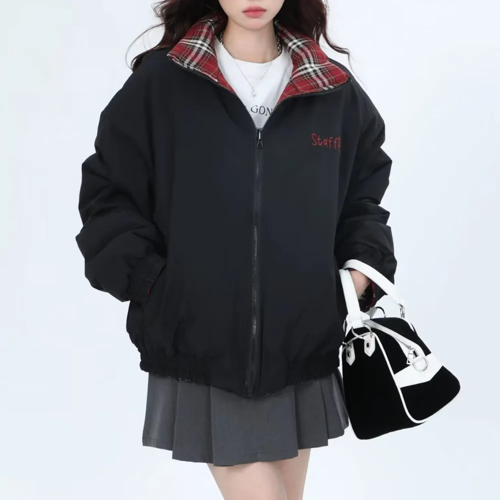 Women's American Contrast Plaid Coat