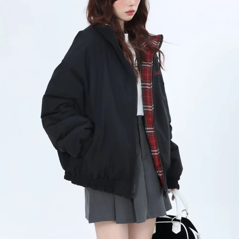 Women's American Contrast Plaid Coat