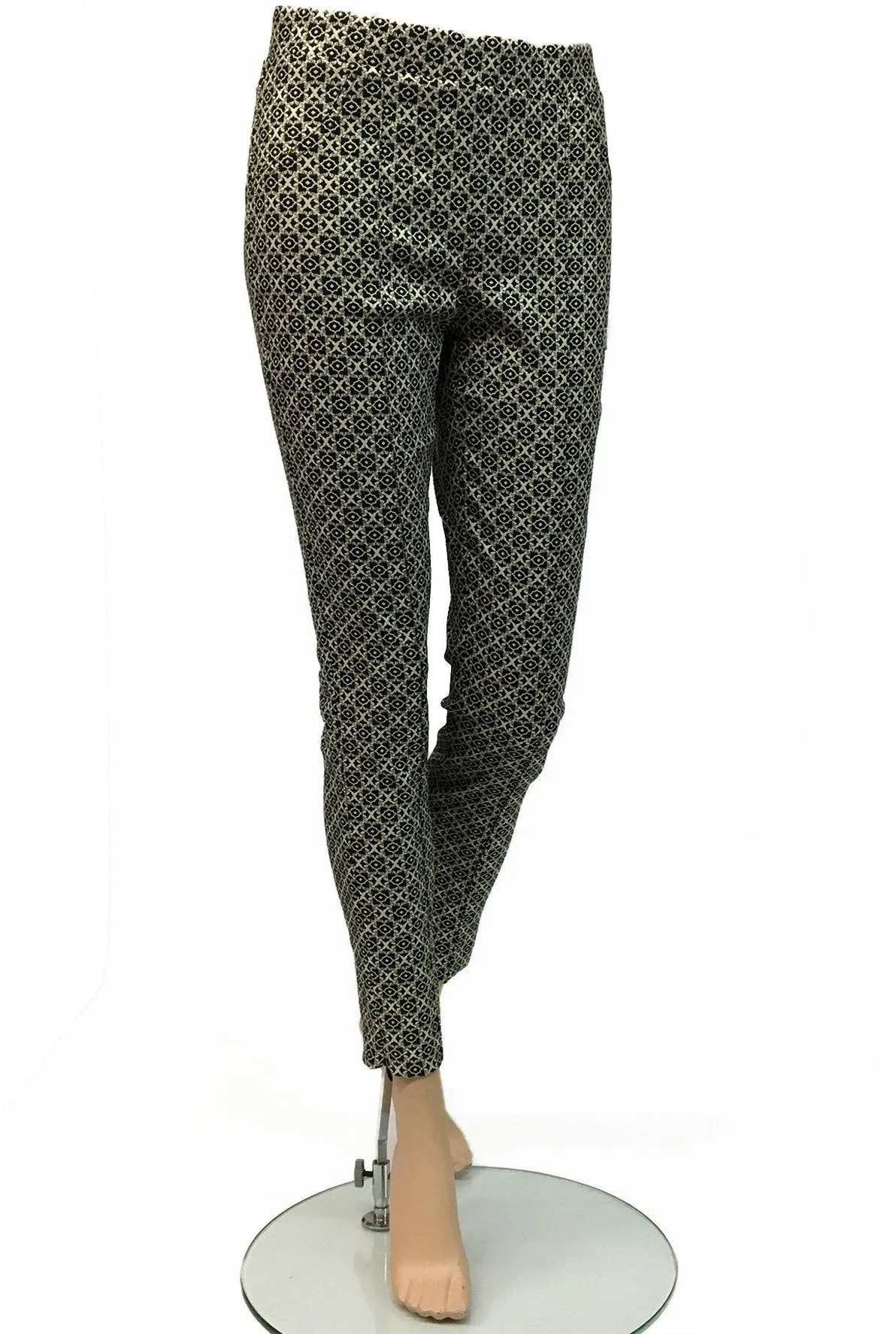 Women's Joseph Ribkoff | Slimming Pull On Pant | Black and Metallic Gold