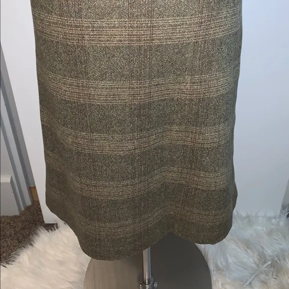 Wool Plaid Skirt Green Brown academia preppy Sz S
