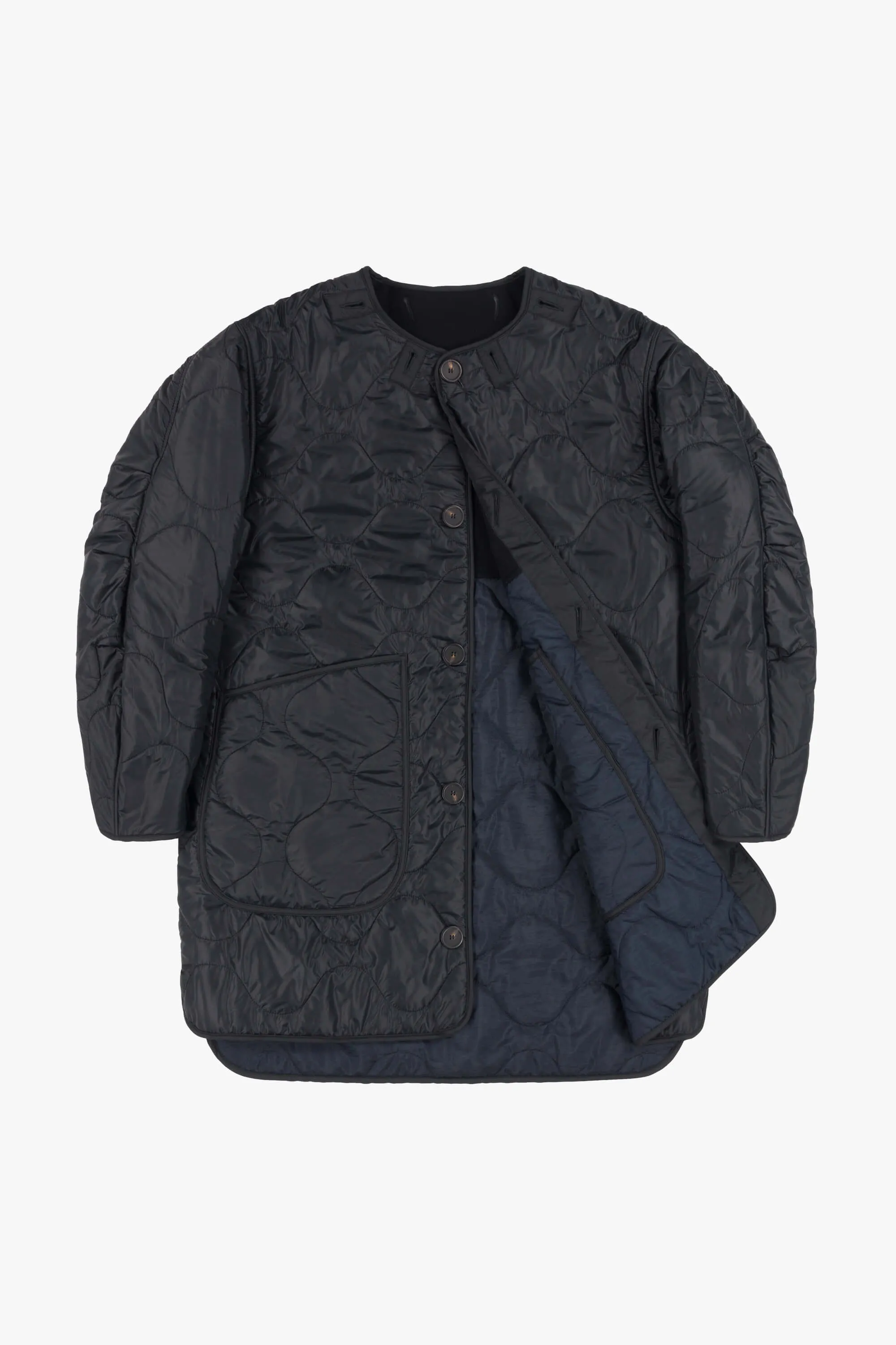 Wool Quilt Jacket - Navy / Black