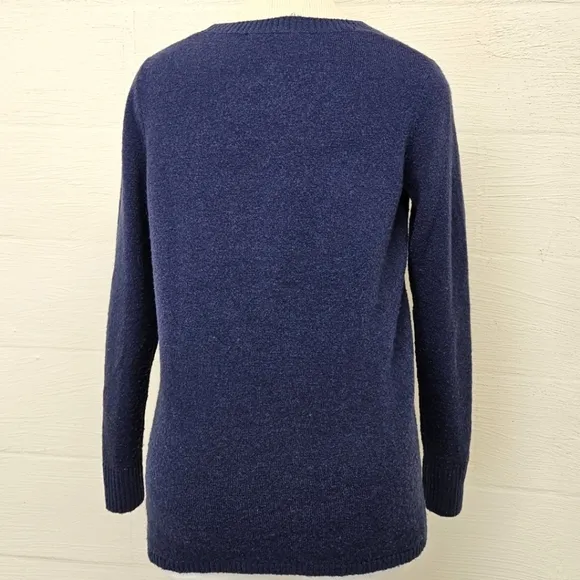 Woolrich Crewneck Hunting Dog Sweater in Blue and White Wool Blend Size Small