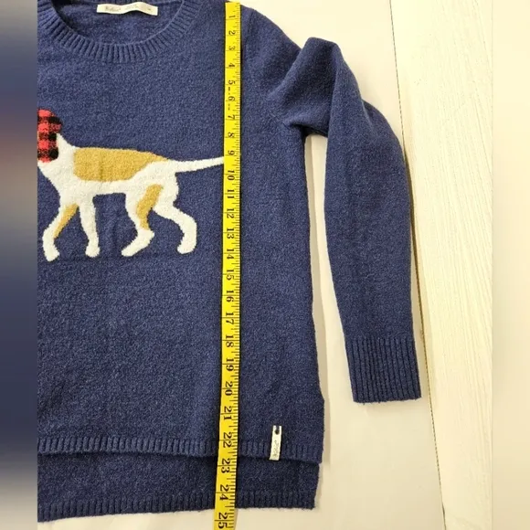 Woolrich Crewneck Hunting Dog Sweater in Blue and White Wool Blend Size Small