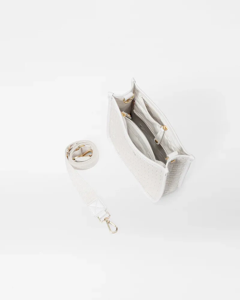 Woven Box Crossbody | Pearl Metallic