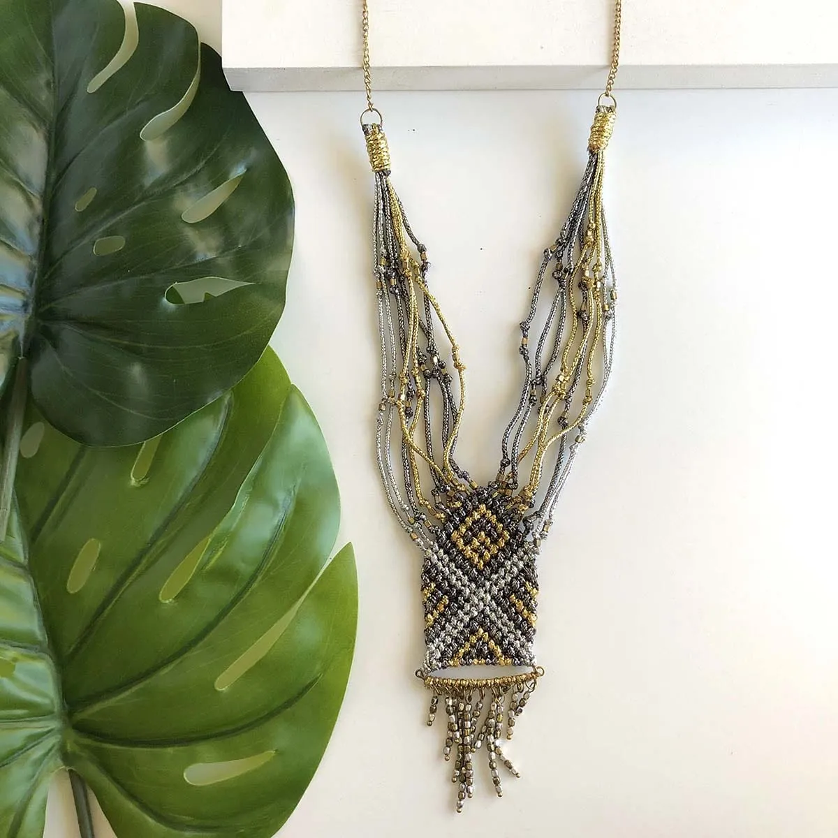 Woven Metallics Statement Necklace