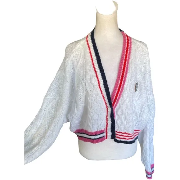 XO Kitty Hello Kitty Forever 21 Collab Cropped Knit Cardigan Size Mexium