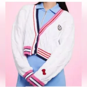XO Kitty Hello Kitty Forever 21 Collab Cropped Knit Cardigan Size Mexium