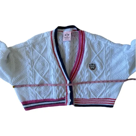 XO Kitty Hello Kitty Forever 21 Collab Cropped Knit Cardigan Size Mexium