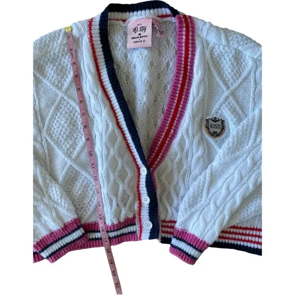 XO Kitty Hello Kitty Forever 21 Collab Cropped Knit Cardigan Size Mexium
