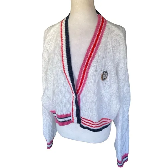 XO Kitty Hello Kitty Forever 21 Collab Cropped Knit Cardigan Size Mexium
