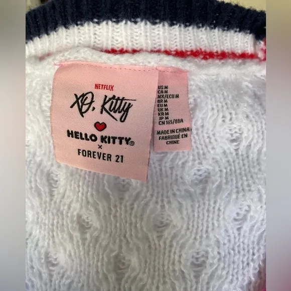 XO Kitty Hello Kitty Forever 21 Collab Cropped Knit Cardigan Size Mexium