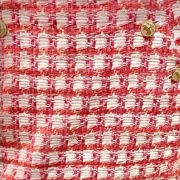 Y2K Brooks Brothers Tweed Boucle Plaid A-line Mini pink Orange White Skirt M