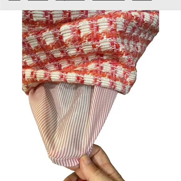 Y2K Brooks Brothers Tweed Boucle Plaid A-line Mini pink Orange White Skirt M
