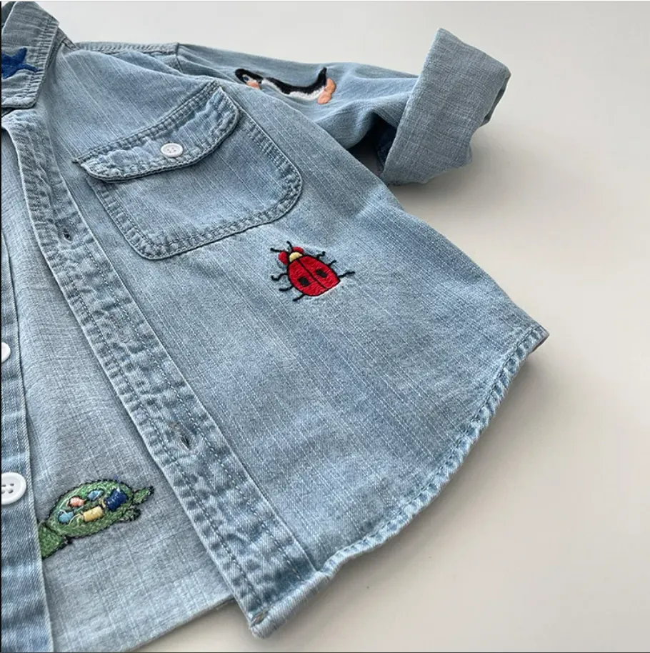 Zoo Animals Kid Light Wash Demin Shirt