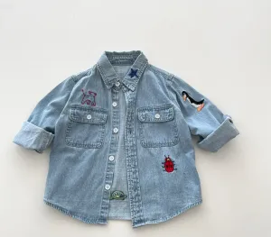 Zoo Animals Kid Light Wash Demin Shirt